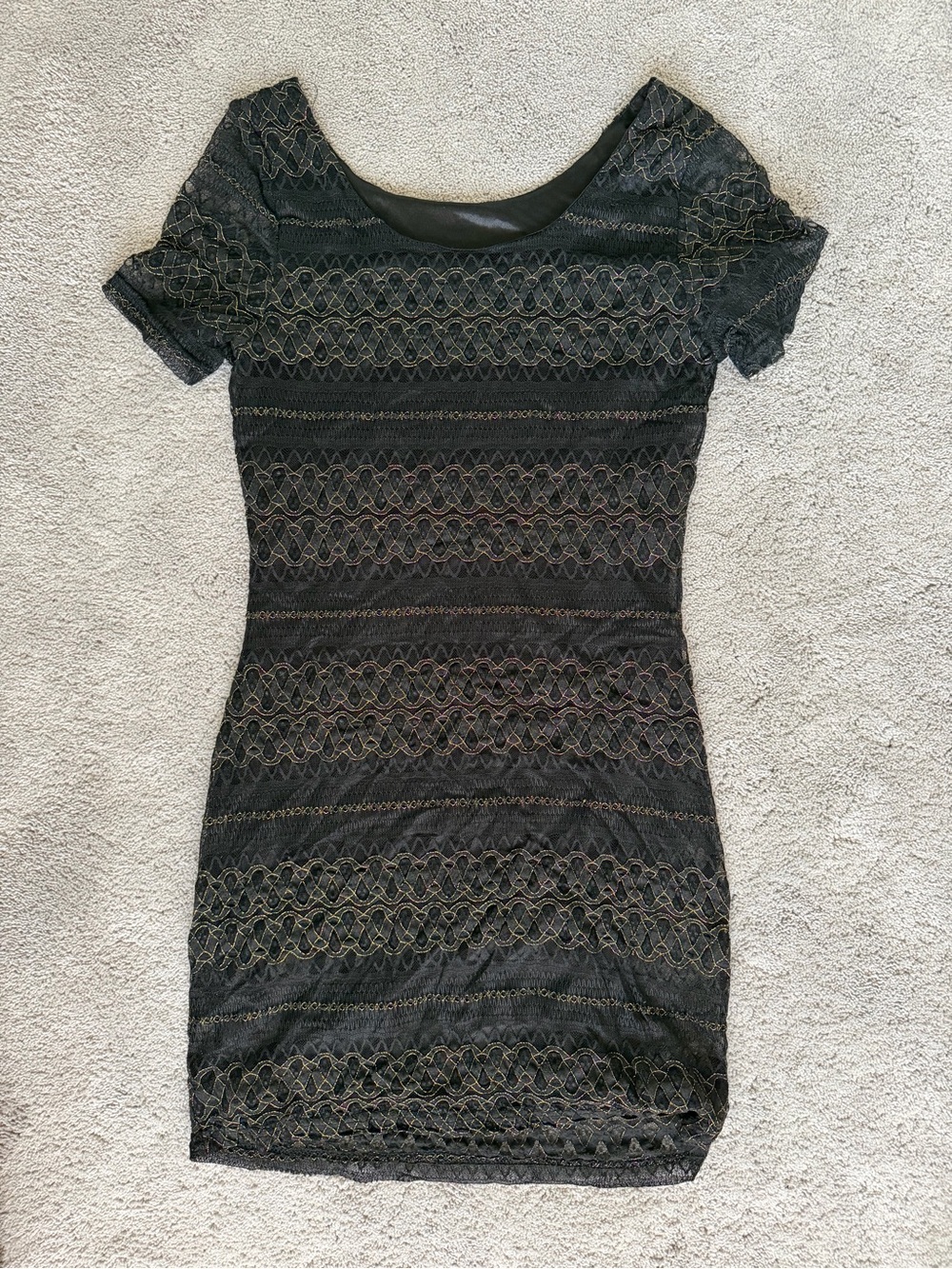 Forever 21 Black Lace Overlay Scoop Neck Mini Dress